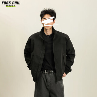Foss phil workwear flight jacket men's autumn and winter american stand-collar outdoor baseball uniform jacket top 26188 black l