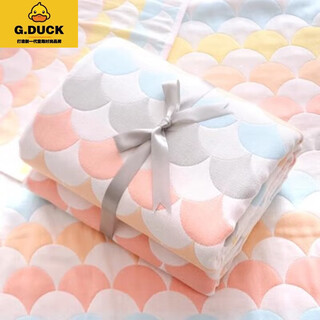 G.duckkids baby bath towel, children's summer six-layer gauze pure cotton blanket, baby bath towel, super absorbent baby, universal for all seasons, colorful fan blades 120*150