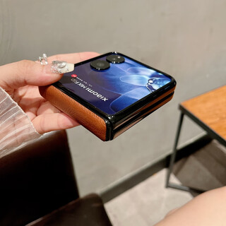 Kaiyu pebbled leather suitable for xiaomi mix flip mobile phone case folding screen mix flip simple solid color anti-fall mlxflip new hinge all-inclusive central axis protective cover pebbled leather brown central axis magnetic protection xiaomi mix flip
