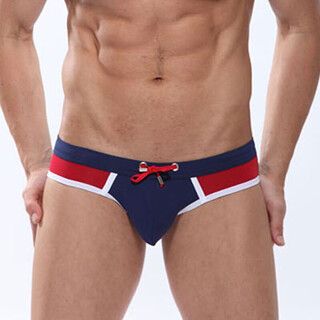 班菲诗男士三角泳裤性感低腰速干泳裤专业比赛男泳裤竞速游泳裤透气泳衣 宝蓝色 L  （130-150斤）