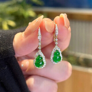 Dl 1998 fat donglai quality jade small gourd tassel earrings for women new chinese style light luxury earrings gourd earrings