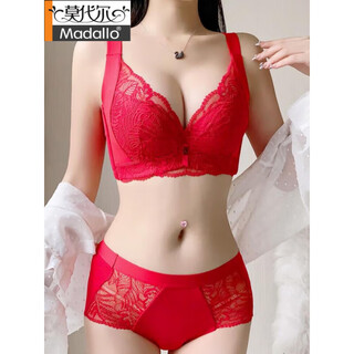 Modal adjustable underwear women's thin side breast collar bra anti-sagging expansion support large breasts show small full cup bra set big red set 85c