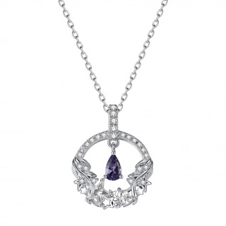 Dl 1998 fat donglai quality tanzanite necklace <wangshu> original design moon silver gentle star exquisite niche lock chain length about 40 4 4cm three sections adjustable