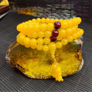 Fat donglai same style beeswax bracelet yellow second generation chicken fat beeswax amber buddha bead bracelet imitation beeswax bracelet-8mm108 beads bracelet