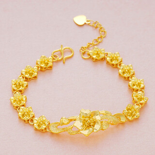 Chili 2025 fashionable brass euro coin gold flower bracelet jewelry vietnamese sand gold plated simulation gold hand jewelry for women style 1