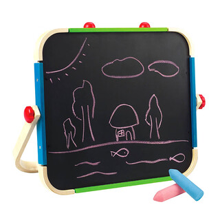 Hape children's drawing board portable solid wood magnetic double-sided small blackboard magnetic whiteboard set 1-6 years old male and female children e1009 portable art drawing board