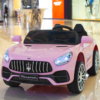 Mother and baby children's electric car, large, two-person, four-wheeled car, remote control car for boys and girls, baby stroller, one-year gift, pink four-wheel drive + 12v10 battery, leather seat + remote control, soft wheel, electric drive