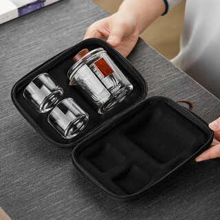 Mesni glass travel tea set portable quick cup one pot two cup teapot kung fu tea set tea maker