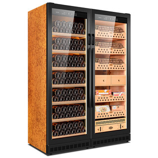 Tomato king ck-120c2 cigar cabinet with constant temperature and humidity, intelligent frequency conversion and xibera compressor, air-cooled water ion ammonia removal, cedar wood liner shelf, light luxury black tree burr pattern cigar and red wine style, clean ammonia + wifi + password lock
