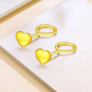 Dewey fan's gold-plated silver love heart stud earrings, men's and women's earrings, fashionable design, temperament earrings, girlfriend gift, 9-character needle earrings (love style) (gold layer thickened)