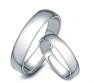 Fuyunlizu platinum pt950 platinum ring, platinum aperture couple ring, simple glossy knot valentine's day gift for men and women, about 3.20 grams (can be customized)