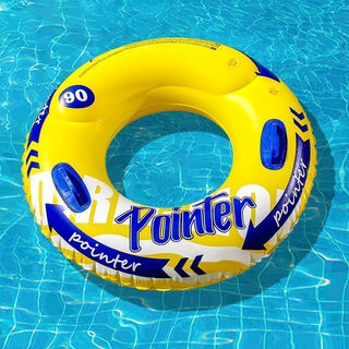 Wave thickened double air bag swimming ring with handle, adult enlarged swimming ring, unisex inflatable floating row, internet celebrity armpit ring, yellow double air bag swimming ring #120 with handle, 160-220 jin jin equals 0.5 kg + foot pump