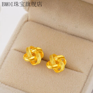 Bmoi old phoenix 999 gold pure gold 24k gold earrings ruyi knot earrings gold simple earrings women's fashion hard gold
