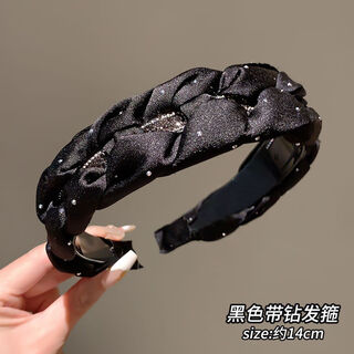 Liu yifei's same style hairband with teeth and non-slip 2025 new high-end hairpin, western style fashion high skull headband for women, black rhinestone headband - versatile temperament
