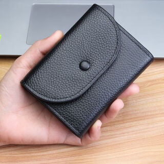 Tuzun new ultra-thin coin purse men's soft leather texture short mini simple coin bag women's card holder coin bag black