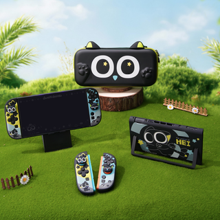 Nintendo desperately wants switch2 luo xiaohei protective shell + luo xiaohei rocker cap * 4 pieces split original bracket hard shell anti-fall portable cute cartoon game case