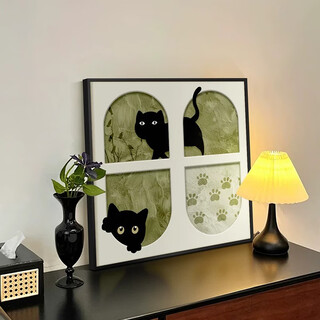 Yunya middle ages cat living room decorative painting french retro healing desktop ornament painting bedroom bedside table restaurant hanging painting cat painting type a 30*30cm
