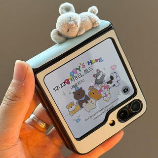 Duokalian is suitable for the new samsung zflip6/7 mobile phone case, folding screen protective case, folding 5 protective case, w25flip mobile phone case, all-inclusive case, mobile phone case case, cute and simple koala, leather pattern blue koala shell, samsung galxy z flip7