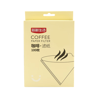 Fresh life hand-brewed coffee filter paper household hand-ground coffee fan-shaped conical v-shaped undyed original pulp filter paper conical primary color coffee filter paper 100 sheets