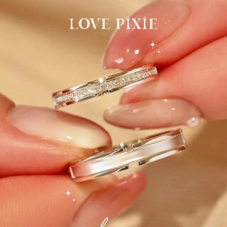 Love pixie silver ring, sterling silver couple ring, a pair of rings for men with closed mouth, niche design, high-end sense, gift to girlfriend on chinese valentine's day, couple ring with closed mouth (please note the size or contact customer service)