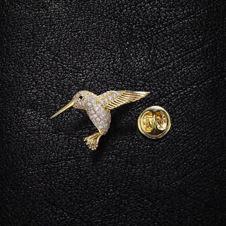 Shengbei hummingbird brooch men's suit collar button pin high-end design niche corsage brooch accessories clothes badge decoration gold one