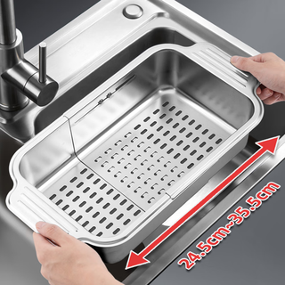Newair 304 stainless steel drain basket sink drain rack retractable dish rack sink fruit and vegetable washing basket storage rack