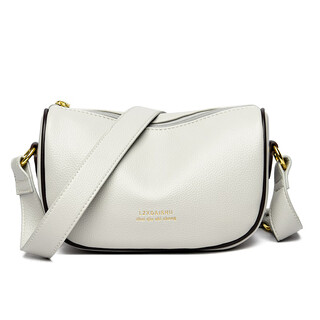 Casa-kupsck genuine leather women's bag spring and summer versatile 2025 new trendy fashion messenger bag cowhide shoulder bag shell bag gray white