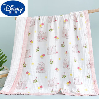 Disney disney baby gauze bath towel 6 layers pure cotton summer cool quilt newborn products bath towel quilt newborn baby 6 layers wide edge couple rabbit 110*110 free square towel 110*110