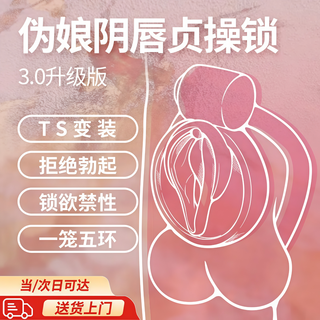 Fake vagina chastity lock, transvestite props, men's birdcage, long-term wearing of male and female tablets, cb lock, penis training, sm punishment, transvestite chastity lock, pink, with three clasps