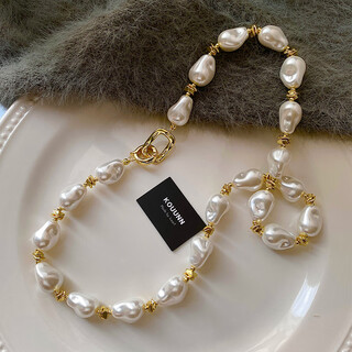 Fat donglai's same pearl pendant without chain, retro personalized baroque shaped pearl bracelet 2025 new light australian white necklace