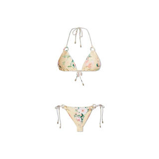 Zimmermann yellow floral two-piece swimsuit women's triangle cup side tie swimsuit summer beach vacation fashionable and comfortable yellow one size | 2