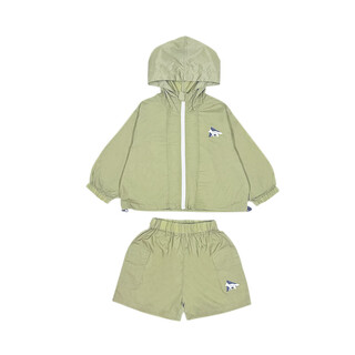 Jikaron girls sun protection clothing set 2025 spring new children's outdoor quick-drying jacket children's shorts light green 100 cm