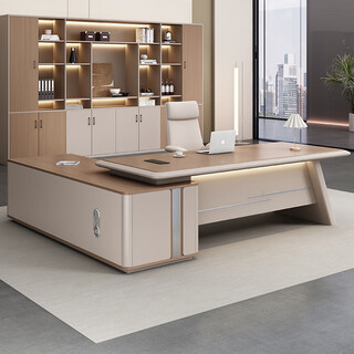 Shusheng high-end light luxury boss desk modern simple office chairman president executive desk manager desk and chair combination 1.8m*0.8m boss desk (comes with multi-function cable box + light strip)