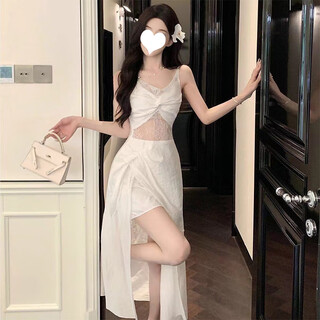 Fu jian french retro lace dress holiday 2025 summer hollow quality dress seaside beach fairy dress white lace m