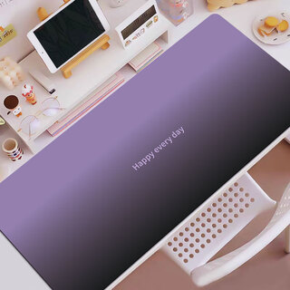 聚盈丰 鼠标垫大号办公游戏励志创意桌垫锁边防滑可水洗键盘电脑垫 900*400*2mm 紫黑渐变