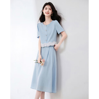 Lost time 2025 midsummer outfit design sense niche fashion temperament slimming small women's suit 44 blue s
