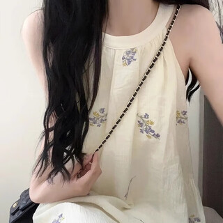 Bai qixin's halter neck dress for women's sweet first love seaside resort style beach strapless long dress summer 2025 new style lily of the valley dress m recommended 90-110 jin jin equals 0.5 kg