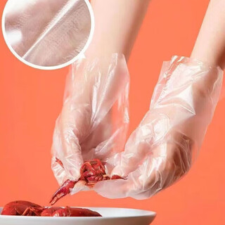 100 pieces of disposable gloves durable and thickened food grade pe plastic kitchen cleaning supplies small bag 100 pieces of disposable gloves in 1 bag