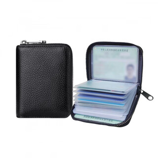 2025 new genuine soft leather men's card holder women's compact antimagnetic bank card holder id bag card holder black/thickened safe style efficient anti-theft brush holds twenty-four cards