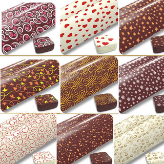 Diy chocolate transfer paper nougat glutinous rice paper baking decoration edible heart-shaped full-page transfer paper mixed style 10 sheets 1 sheet each of 10 styles