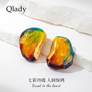 Qlady european and american exaggerated oil painting earrings women's earrings temperament fashion earrings 2025 new high-end niche silver needle earrings