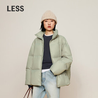 Less2024 winter new style loose stand collar light and short goose down jacket 2o0c14290 336 meters gray green m