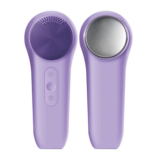New silicone facial cleansing instrument, electric facial washing instrument, water-blocking beauty instrument, facial cleansing massage introduction instrument, purple - ready for sale