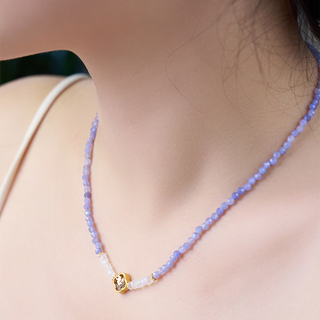 Dyai original tanzanite necklace for women sterling silver non-fading necklace butterfly necklace purple natural stone necklace for women butterfly orchid tanzanite 40cm+5cm