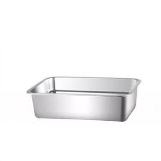Zixian tehou canteen 304 stainless steel flat bottom square tray rectangular tray kitchen commercial square basin cat litter box with lid/one-piece molded basin 60*40*20 deep/capacity about 37200 ml