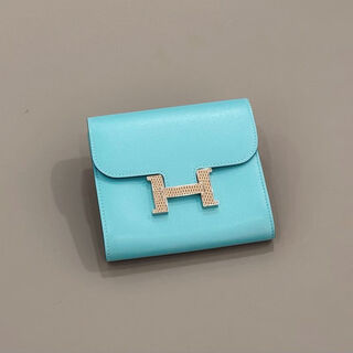 Second-hand 99 new hermes (hermes) constance kangkang short wallet macaron tadelakt lizard buckle t-engraved accessories box