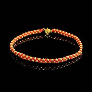 Chili fashionable 18k gold faceted bean double layer staggered red rope baby's breath bracelet 100 pieces