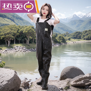 Honglian brand tianzheng brand fish catching waterproof pants wear-resistant stream fishing full rubber fishing half body waterproof pants black_tianzheng brand 40