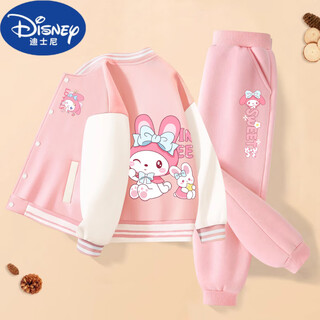 Disney (disney) girls two-piece suit children's autumn clothing 2025 new baseball uniform jacket pants spring and autumn girls fashionable clothes pink melody suit 120 recommended height 105-115 cm