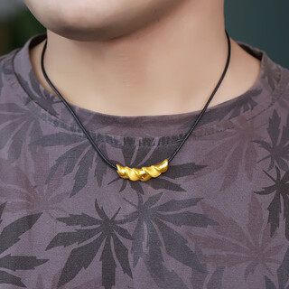 Weici 3d hard gold men's and women's pendant gold bamboo tubular horn necklace pure gold 999 horn pure gold pendant necklace small version 2.27 grams